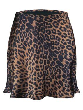 Satin Mini Skirt High Waist A-Line Flared Short Skirt